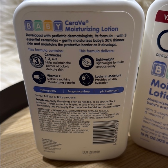 TWO 16oz bottles Cera Ve Baby Moisturizing Lotion - total 32oz - Picture 9 of 9
